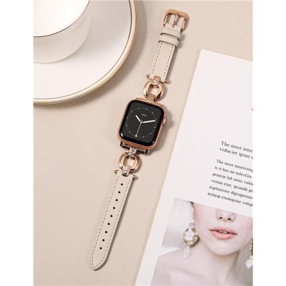 NEW Leather Apple Watch Band Rose Gold Buckle
